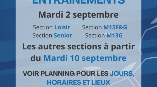 Dates de reprises des Entrainements